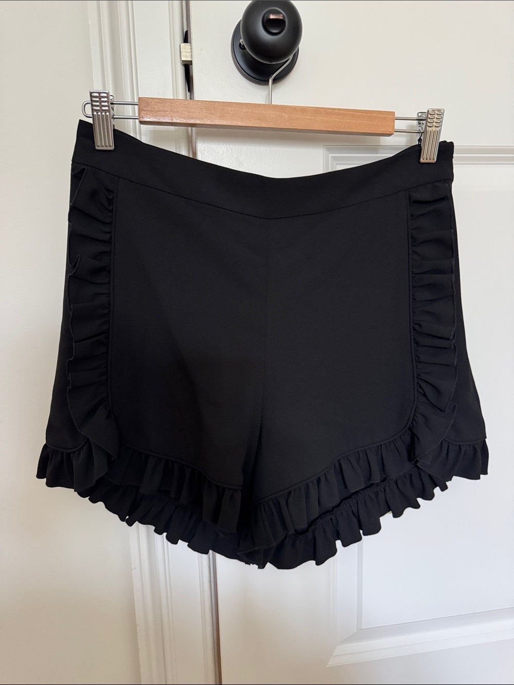 CROSBY by Mollie Burch Black Ruffle-Trim Shorts